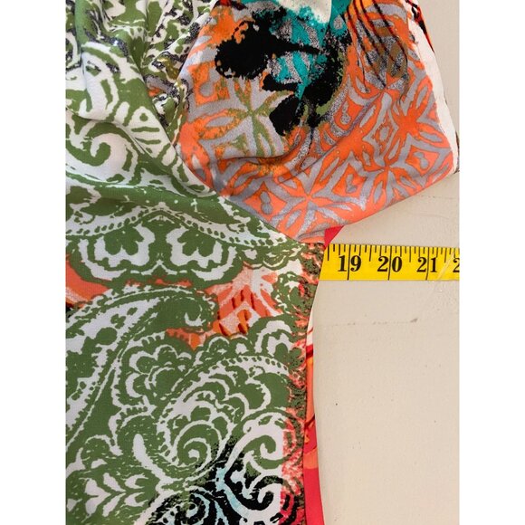 Chicos Multicolor Petite A-Line Dress Short Sleeve Stretchy V-Neck Cutout Medium - Picture 7 of 11